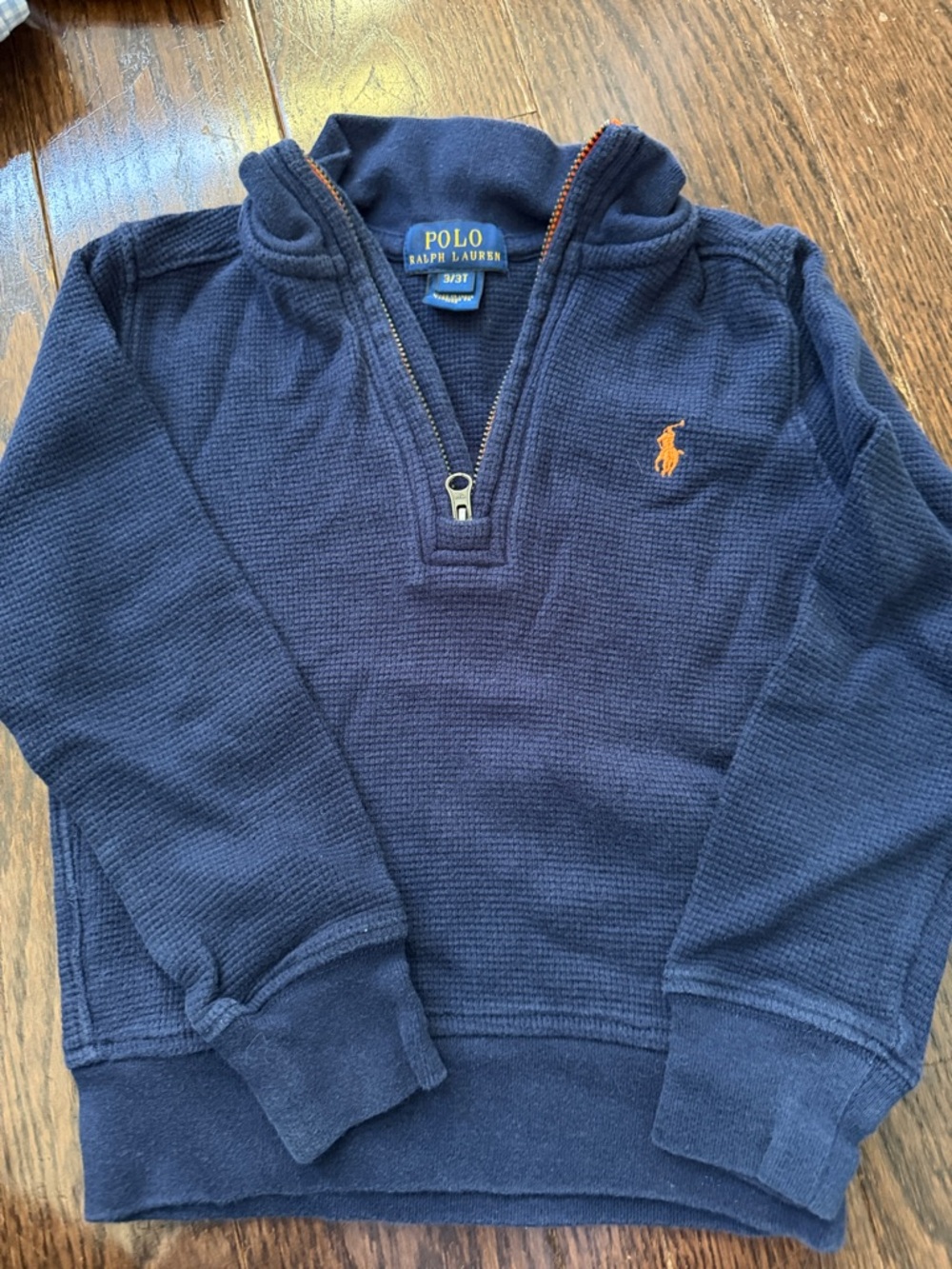 Polo by Ralph Lauren Navy Half-Zip Sweatshirt with Orange Pony
